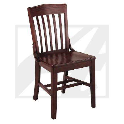 Classic wooden dining chair with vertical slats and crossbars.
