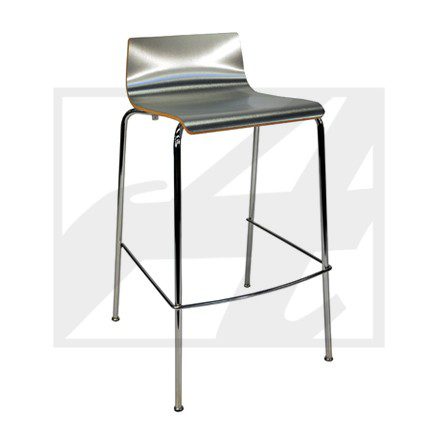 Modern metal bar stool with a minimalist design and footrest.