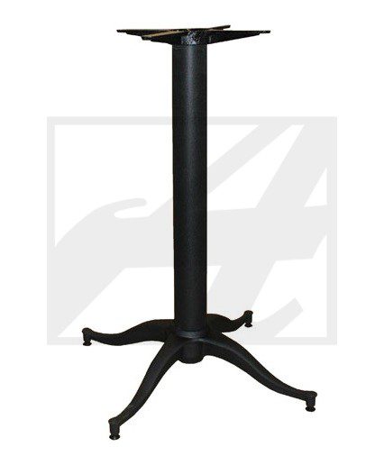 Black metal table base with four curved legs and central support.