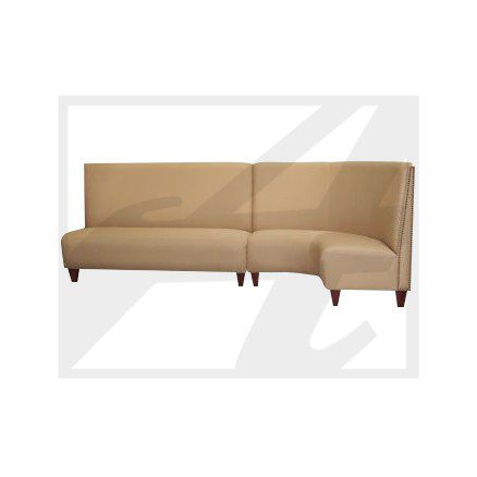 Modern tan sectional sofa with a streamlined design.