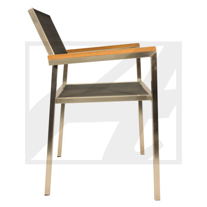 Modern wooden chair with sleek design and cushioned seat.
