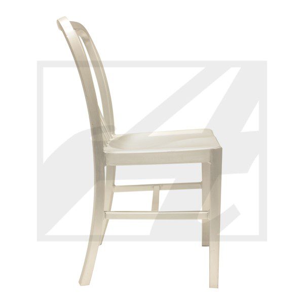 White wooden chair with a simple, classic design.