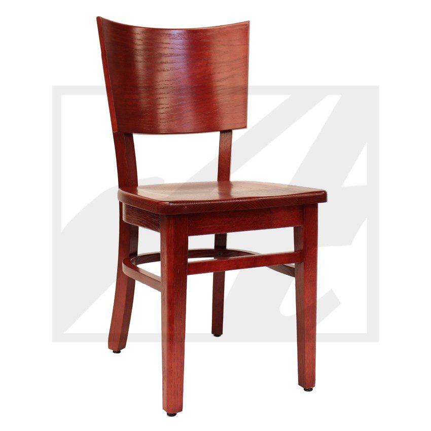 Classic wooden dining chair with curved backrest and sturdy legs.