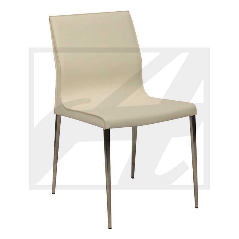 Modern beige chair with metal legs.