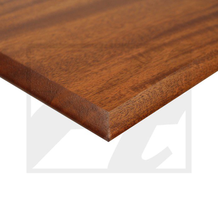 Close-up of a polished wooden board edge.