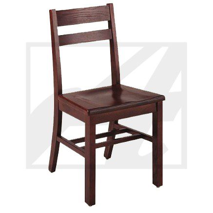 Simple wooden chair with a dark finish.
