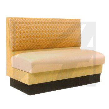 Modern yellow booth seating with cushioned backrest and base.