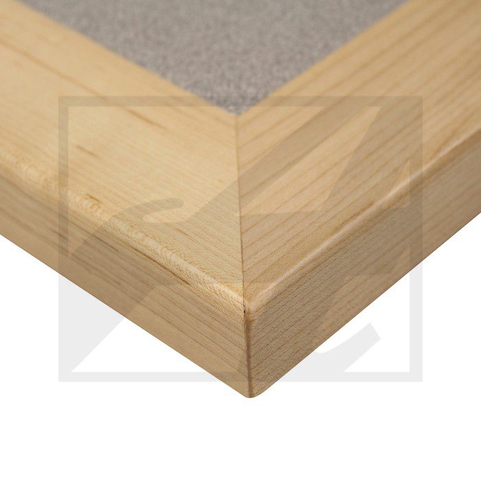 Close-up of a wooden mitered corner joint.