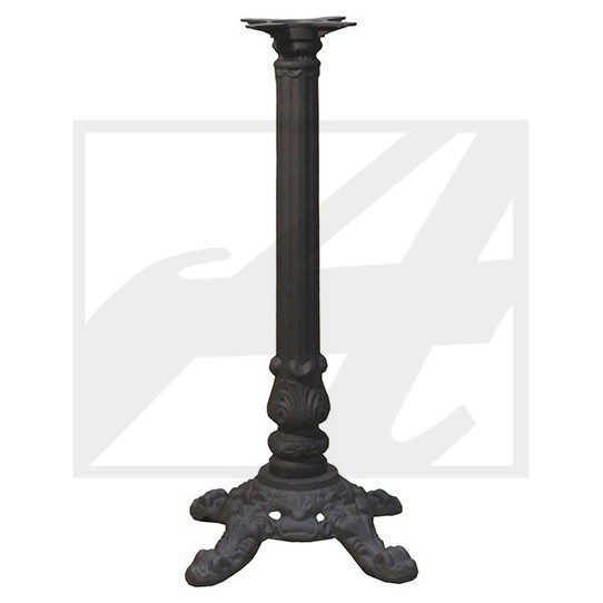 Black ornate metal pedestal stand with decorative base.