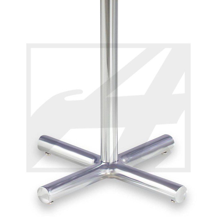 Chrome metal base with four legs for a stand or chair.