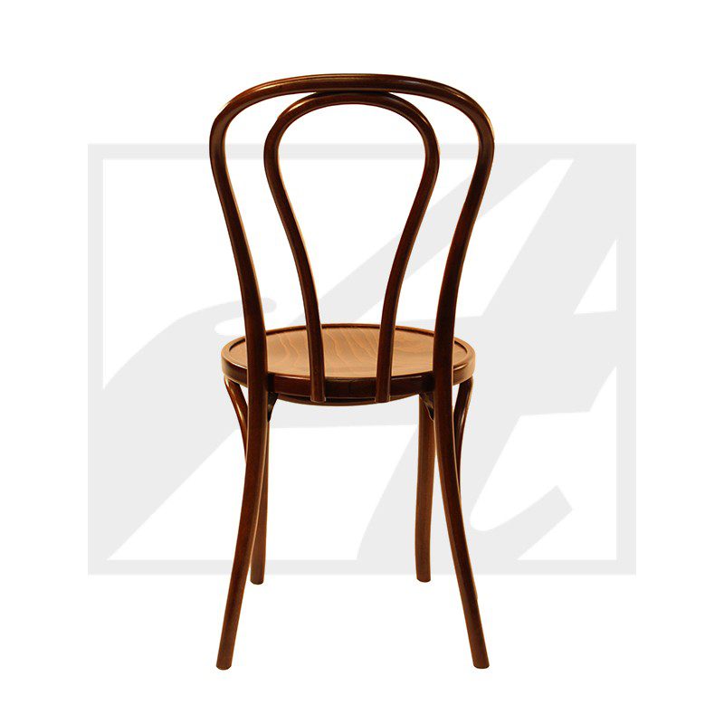 Classic wooden bentwood chair with a woven seat.