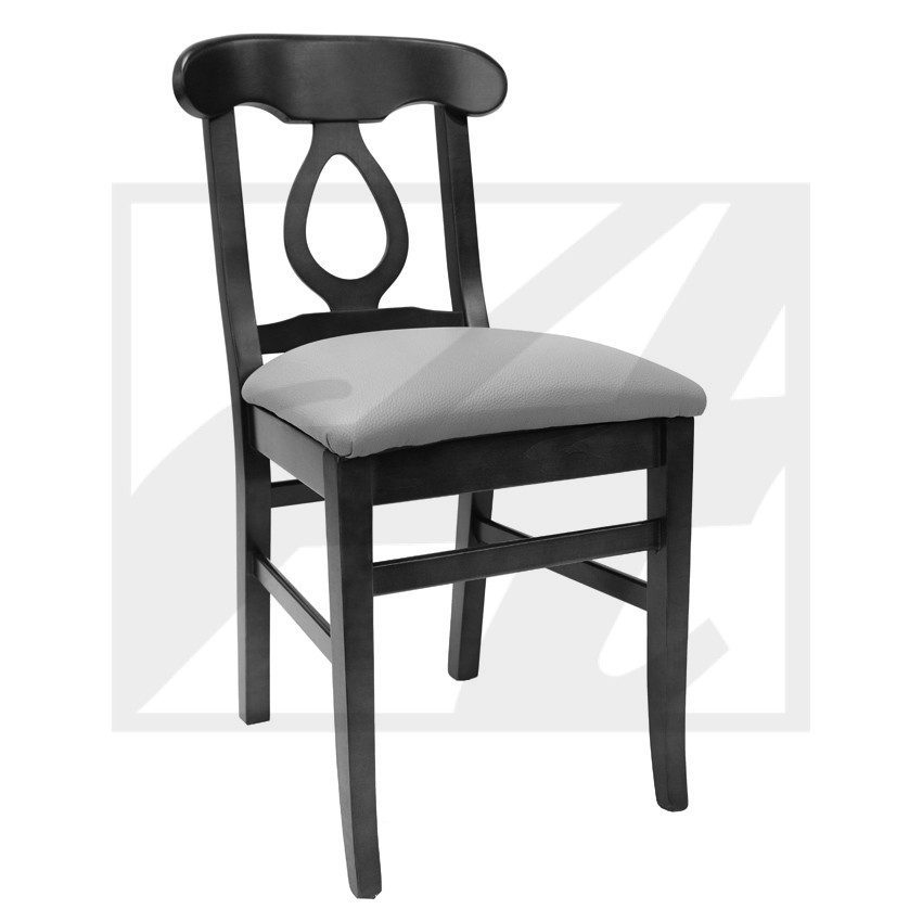 Classic wooden chair with cushioned seat and elegant backrest design.