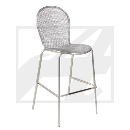 Transparent modern bar stool with metal legs and footrest.