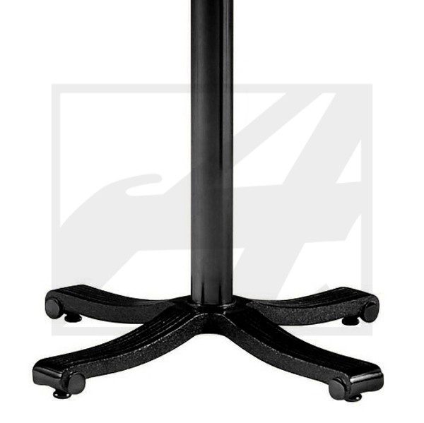 Black plastic caster base for office chair.
