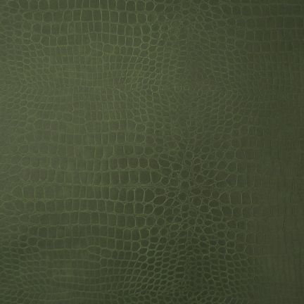 Close-up of dark green textured reptile skin or faux leather.