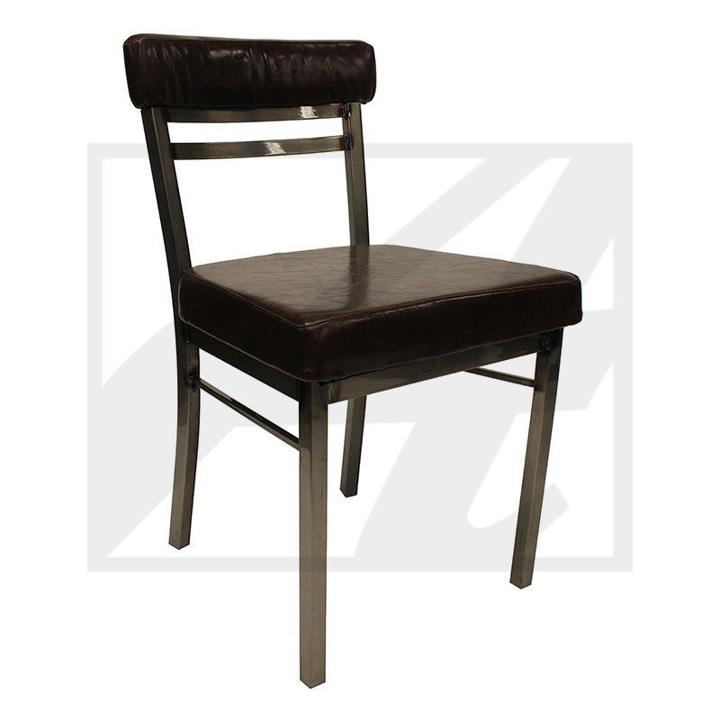 Modern black chair with cushioned seat and backrest.