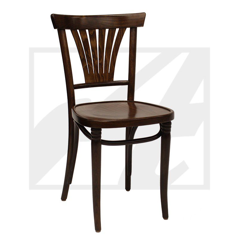 Classic wooden chair with a curved backrest and simple design.