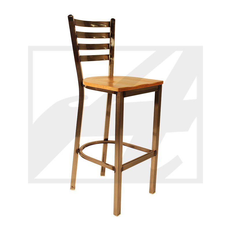 Tall wooden chair with a ladder back design.