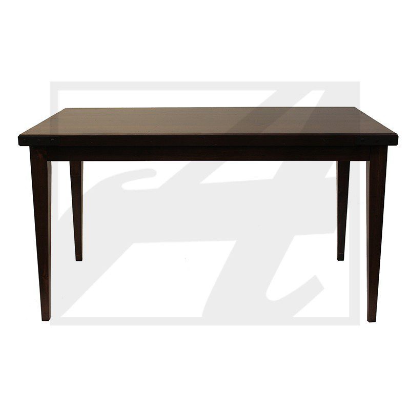 A simple wooden rectangular table with four straight legs.