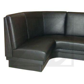 Black leather L-shaped corner sofa with cushioned seats.