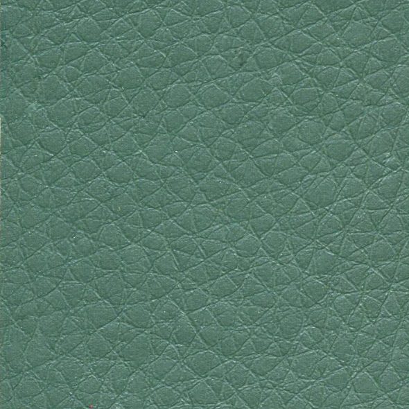 Close-up of textured green leather upholstery.