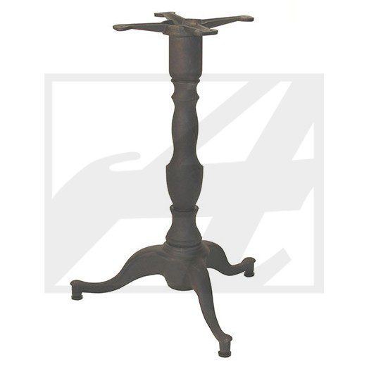 Black cast iron tripod table base with adjustable height.
