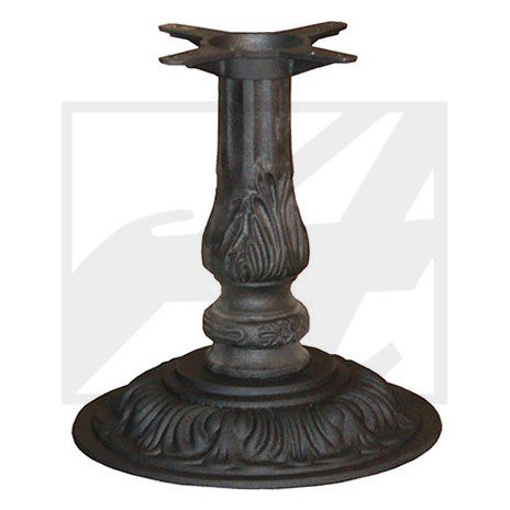 Ornate black metal candlestick holder with detailed base.