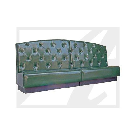 Green tufted leather sofa with a classic design.