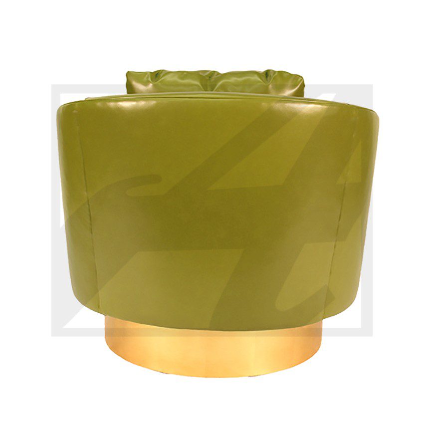 Green ceramic jar with a wooden lid.