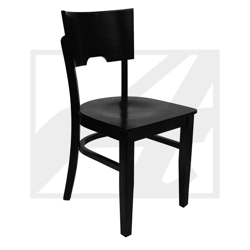 Simple black wooden chair with a classic design.
