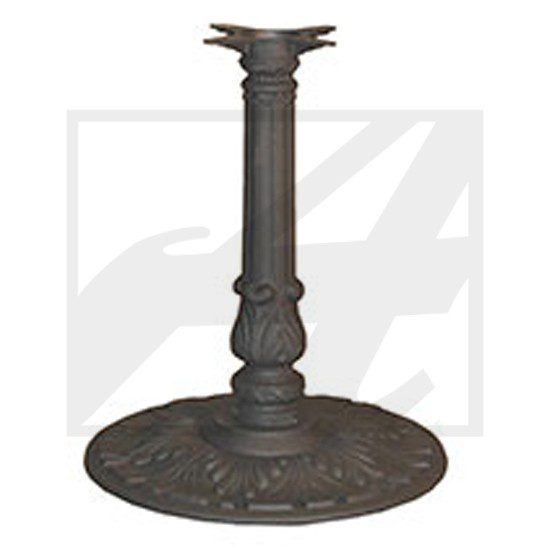 Ornate vintage cast iron table base with decorative details.