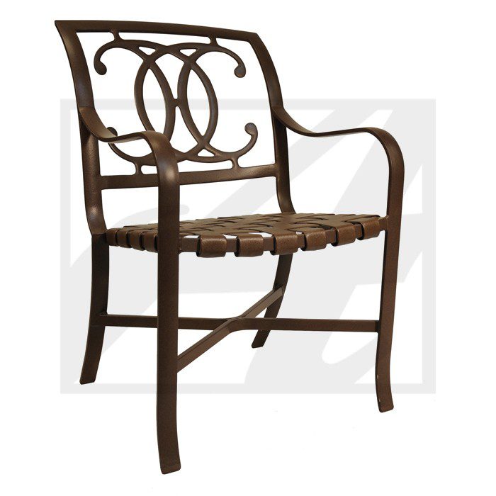 Elegant wooden chair with intricate backrest design and woven seat.
