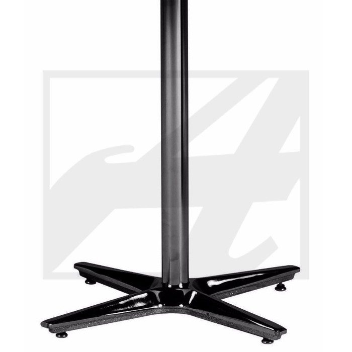 Black metal base with a central vertical pole, designed for stability.
