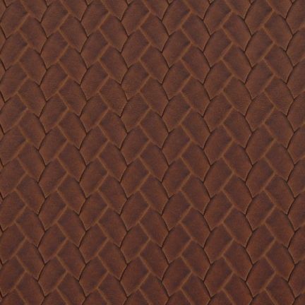 Close-up of brown textured leather with a zigzag pattern.