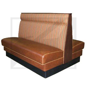Brown vinyl booth seating with a black base.
