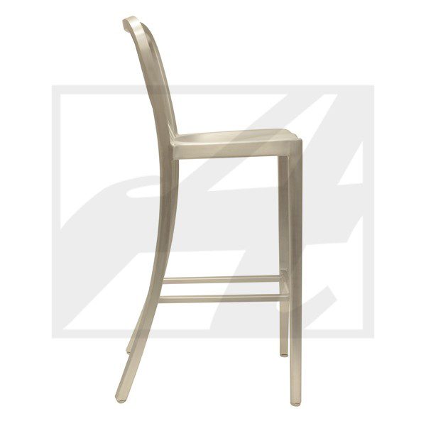 Modern beige bar stool with a curved backrest and sleek design.