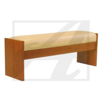 Wooden bench with a natural finish and simple design.
