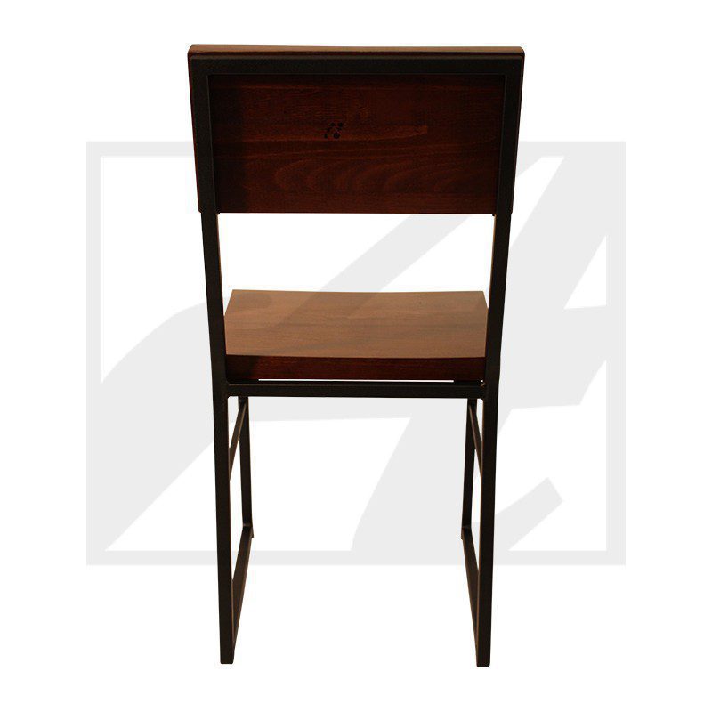 Minimalist wooden chair with a simple backrest and seat.