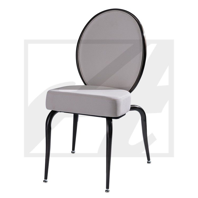 Modern vanity stool with cushioned seat and round mirror.