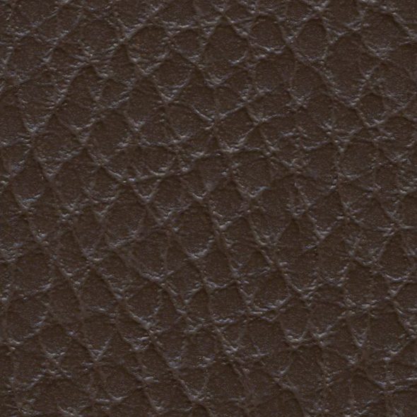 Close-up of textured dark brown leather surface.