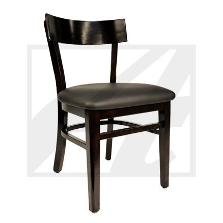Classic wooden chair with a curved backrest and padded seat.