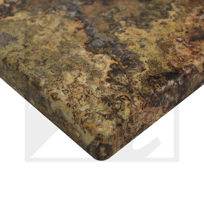 Close-up of a textured, multi-colored stone slab corner.