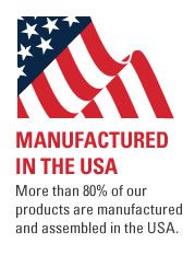 Label showing a product is manufactured in the USA with the American flag.