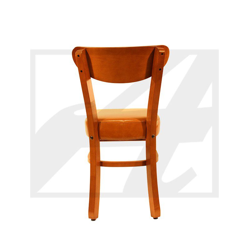 Simple wooden chair with a curved backrest and classic design.