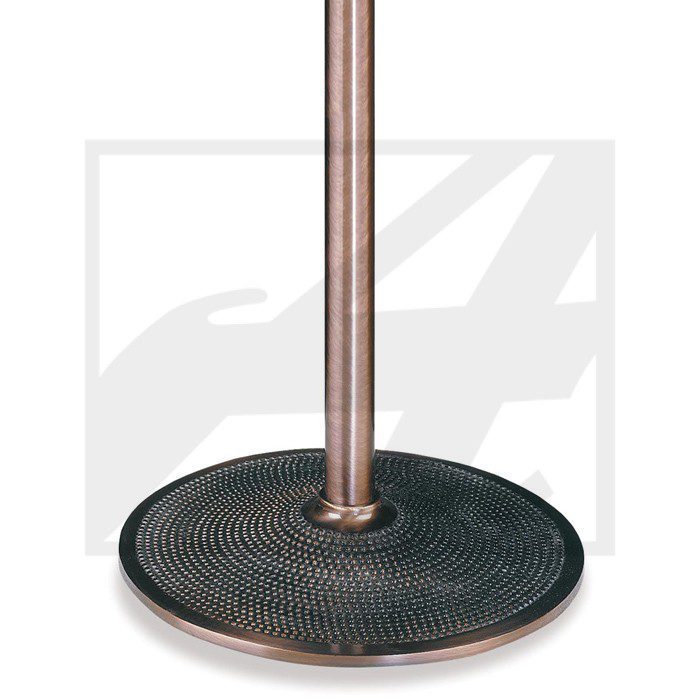 Copper pipe with a round textured base.