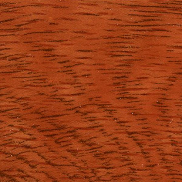 Close-up of rich reddish-brown wood grain texture.