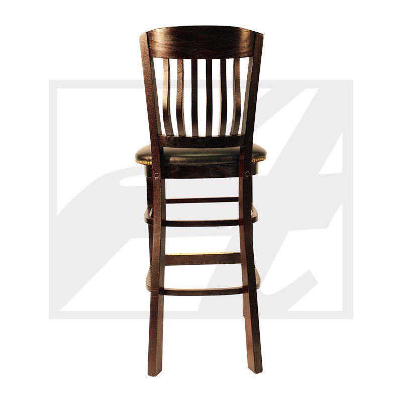 A classic wooden chair with vertical slats on the backrest.