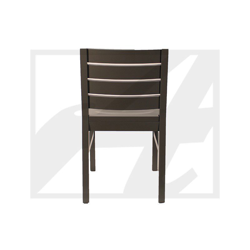 Dark wooden chair casting a shadow on a white background.